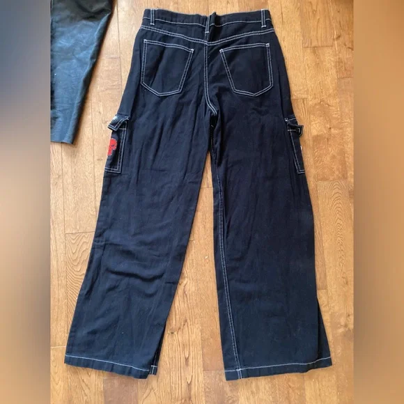 Men's Black Jeans with Patches - Picture 4 of 4